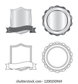 Vector design of emblem and badge symbol. Set of emblem and sticker stock symbol for web.