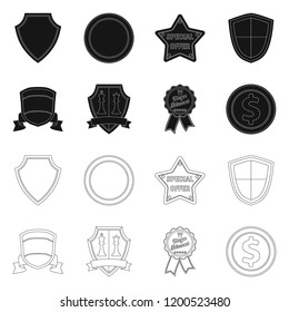 Vector design of emblem and badge symbol. Collection of emblem and sticker vector icon for stock.