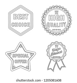 Vector design of emblem and badge symbol. Set of emblem and sticker vector icon for stock.