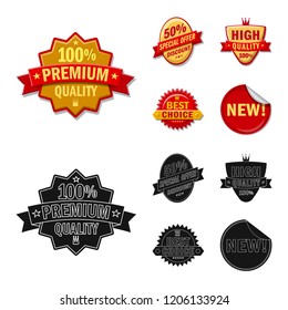 Vector design of emblem and badge symbol. Collection of emblem and sticker stock symbol for web.