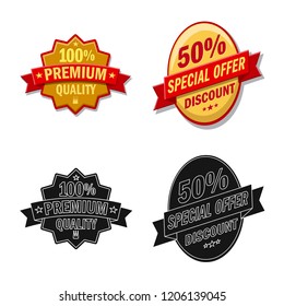 Vector design of emblem and badge symbol. Set of emblem and sticker stock vector illustration.