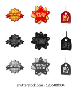 Vector design of emblem and badge symbol. Collection of emblem and sticker stock vector illustration.