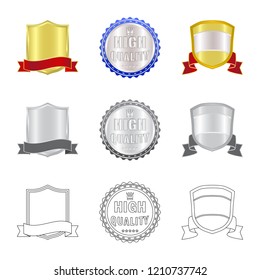Vector design of emblem and badge symbol. Set of emblem and sticker stock symbol for web.