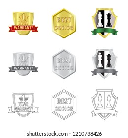 Vector design of emblem and badge symbol. Collection of emblem and sticker stock symbol for web.