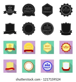 Vector design of emblem and badge symbol. Set of emblem and sticker stock symbol for web.