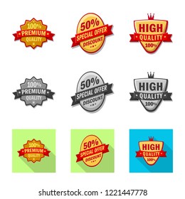 Vector design of emblem and badge symbol. Collection of emblem and sticker stock vector illustration.