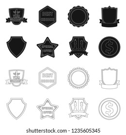Vector design of emblem and badge symbol. Set of emblem and sticker vector icon for stock.