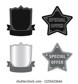 Vector design of emblem and badge symbol. Set of emblem and sticker stock vector illustration.