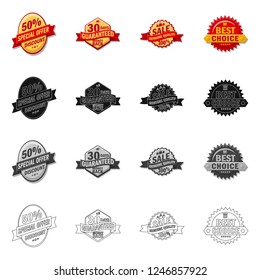 Vector design of emblem and badge symbol. Collection of emblem and sticker stock symbol for web.