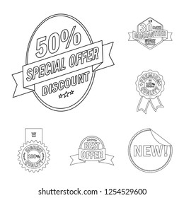 Vector design of emblem and badge symbol. Collection of emblem and sticker stock symbol for web.