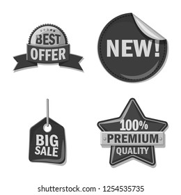 Vector design of emblem and badge symbol. Collection of emblem and sticker vector icon for stock.