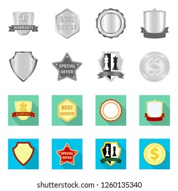 Vector design of emblem and badge symbol. Set of emblem and sticker stock vector illustration.