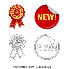 Vector design of emblem and badge symbol. Collection of emblem and sticker stock symbol for web.