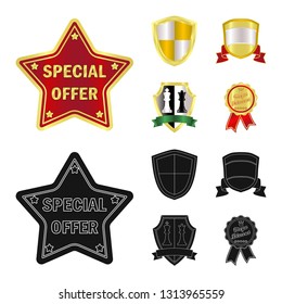 Vector design of emblem and badge symbol. Set of emblem and sticker stock symbol for web.
