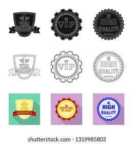 Vector design of emblem and badge symbol. Set of emblem and sticker stock symbol for web.