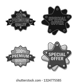 Vector design of emblem and badge symbol. Collection of emblem and sticker stock vector illustration.