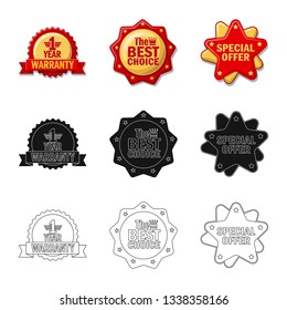 Vector design of emblem and badge symbol. Set of emblem and sticker vector icon for stock.