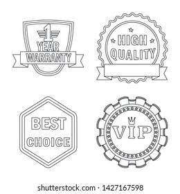 Vector design of emblem and badge symbol. Collection of emblem and sticker vector icon for stock.