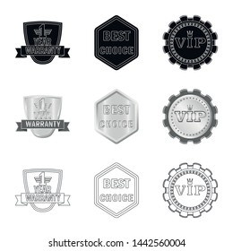 Vector design of emblem and badge symbol. Collection of emblem and sticker stock symbol for web.