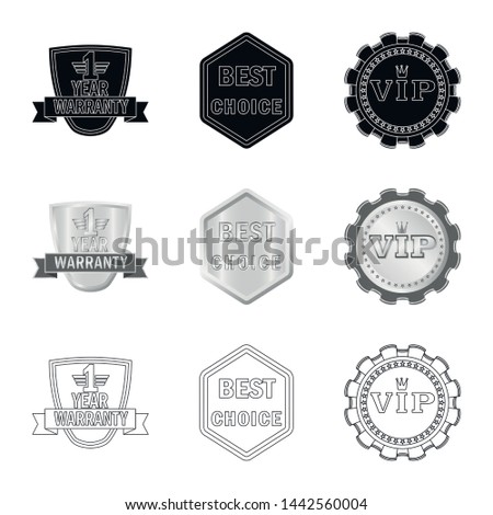 Vector design of emblem and badge symbol. Collection of emblem and sticker stock symbol for web.