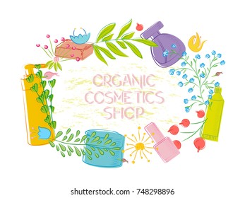 vector design emblem of organic cosmetics shop mockup
