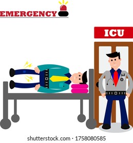 Vector design of emergency treatment by a doctor in the hospital