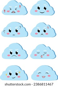 Emoji de diseño vectorial nubes lindas 