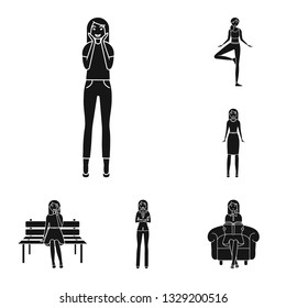 Vector design of emotions and female icon. Collection of emotions and body vector icon for stock.