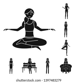 Vector design  emotions and female logo. Set  emotions and body vector icon for stock.
