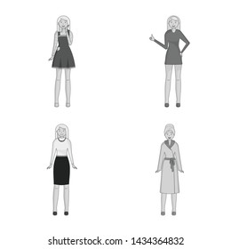 Vector design of emotions and female logo. Set of emotions and body vector icon for stock.