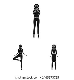 Vector design of emotions and female logo. Collection of emotions and body stock vector illustration.