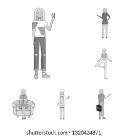 Vector design of emotions and female sign. Collection of emotions and body vector icon for stock.