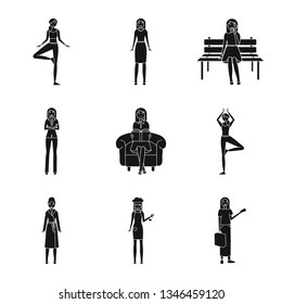 Vector design of emotions and female sign. Collection of emotions and body vector icon for stock.