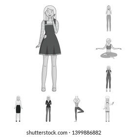 Vector design of emotions and female symbol. Collection of emotions and body stock symbol for web.