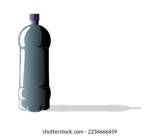 vector design of an empty blue-gray drinking bottle with an additional shadow effect on the right side of the bottle