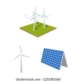 Vector design of energy and solar icon. Set of energy and green stock symbol for web.