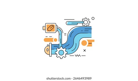 Projeto vetorial do sistema de fornecimento de energia e automação de processos com mecânica das engrenagens e fluxo