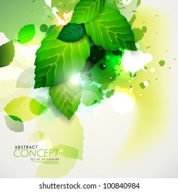 Diseño de vectores - eps10 Concepto verde abstracto con fondo de rama de hojas