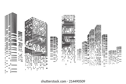 Vector Design - Eps10 Building and City Illustration at night, City scene on night time, Urban cityscape 