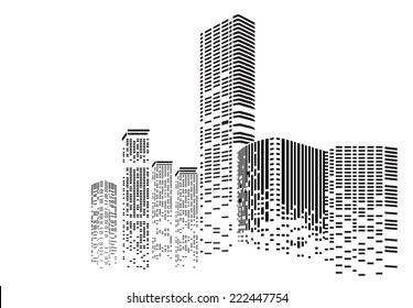 Vector Design - Eps10 Building and City Illustration at night, City scene on night time, Urban cityscape