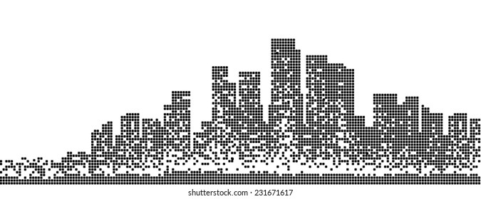 Vector Design - Eps10 Building and City Illustration at night, City scene on night time, Urban cityscape 