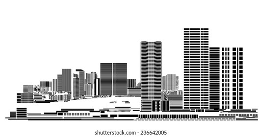 Vector Design - Eps10 Building and City Illustration, City scene, Urban cityscape