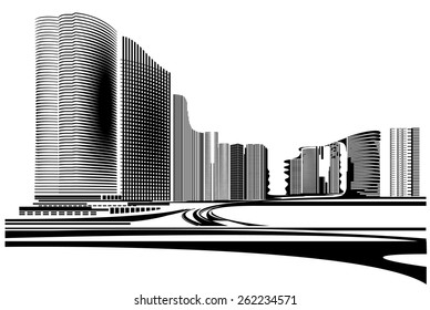 Vector Design - Eps10 Building and City Illustration, City scene, Urban cityscape