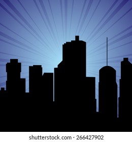 Vector Design - Eps10 Building and City Illustration at sun light, City scene on sun light time, Urban cityscape