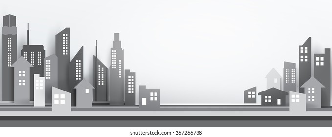 Vector Design - eps10 Building and City Illustration, Abstract 3D Buildings, City scene black style