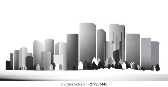 Vector Design - eps10 Building and City Illustration, City scene, Shadow of town,  Adumbration cityscape