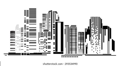 Vector Design - Eps10 Building and City Illustration at night, City scene on night time, Urban cityscape