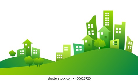 Vector Design - EPS10 Building and City Illustration green style. Green city