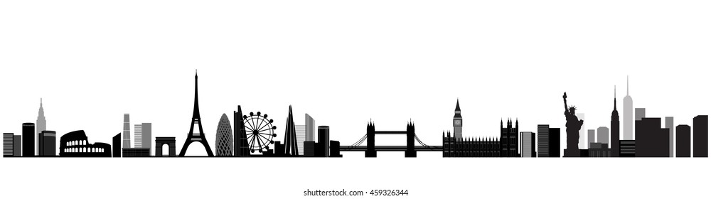 Vector Design - Eps10 Building And City, Abstract Cityscape Of West. Europe And America