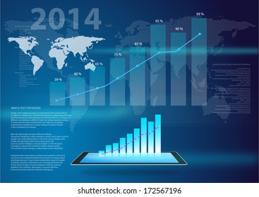 Vector Design - eps10 Business graph show Growth of business on 2014  and  communication technology concept, graph business